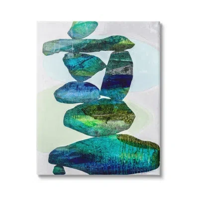Stupell Industries Vivid Teal Stacked Zen Rocks On Canvas Graphic Art In Blue;green