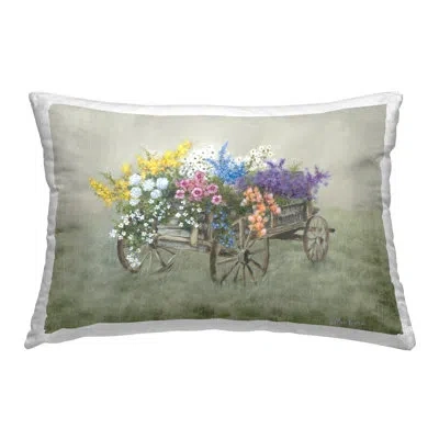 Stupell Industries Wagon With Spring Blooms Decorative Printed Throw Pillow By Pam Britton In Green
