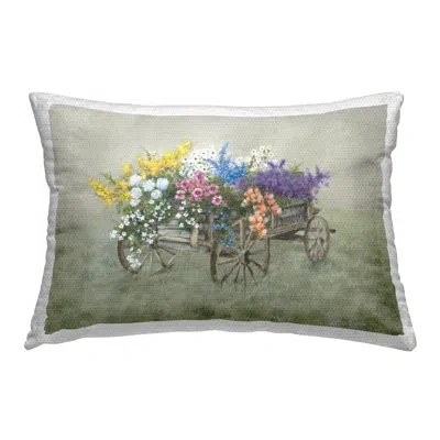 Stupell Industries Wagon With Spring Blooms Outdoor Printed Pillow By Pam Britton In Green