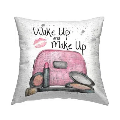 Stupell Industries Wake Up & Makeup Glam Outdoor Printed Pillow By Levison Design In Pink
