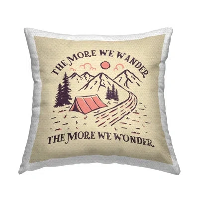 Stupell Industries Wander & Wonder Phrase Outdoor Printed Pillow By Ahmed Sameh Hussein In Beige