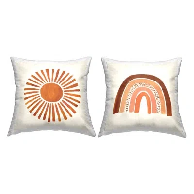 Stupell Industries Warm Boho Sun Rainbow Nature Patterns Printed Throw Pillow Design By Heather Mclaughlin (set Of 2) In Beige