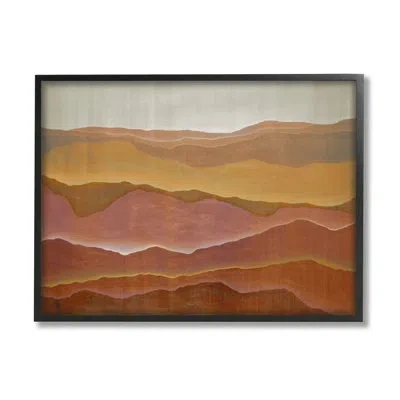 Stupell Industries Warm Glowing Mountain Range Overlay Desert By Liz Jardine - Floater Frame Painting On Wood In Midnight Black Framed Giclee