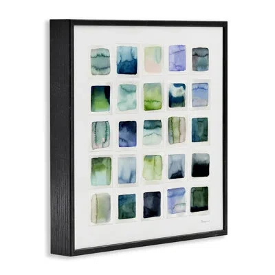 Stupell Industries Watercolor Patterned Squares Framed Giclee Art By Stephanie Ryan In Midnight Black Framed Giclee