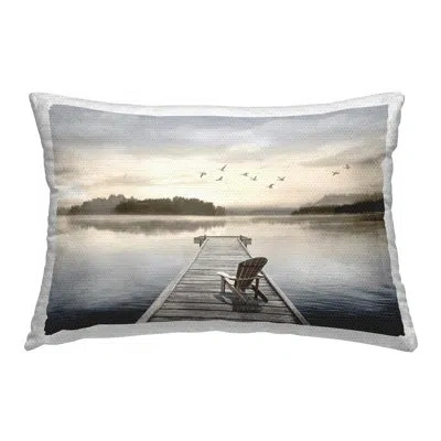 Stupell Industries Waterfront Dock View Outdoor Printed Pillow By Amber Sterling In Gray