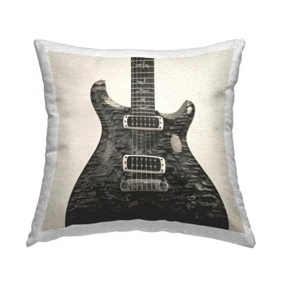 Stupell Industries Wave Patterned Guitar Outdoor Printed Pillow By Deborah Revell In Gray