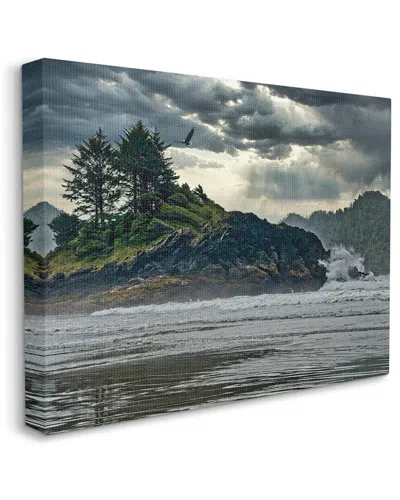 STUPELL STUPELL INDUSTRIES WAVES CRASHING INTO ISLAND RUSTIC LANDSCAPE STRETCHED CANVAS WALL ART BY CHUCK BU