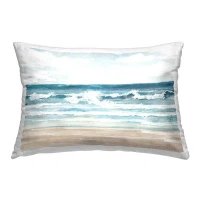 Stupell Industries Waves On Beach Shore Decorative Printed Throw Pillow By Carson Lyons In Blue;brown;white