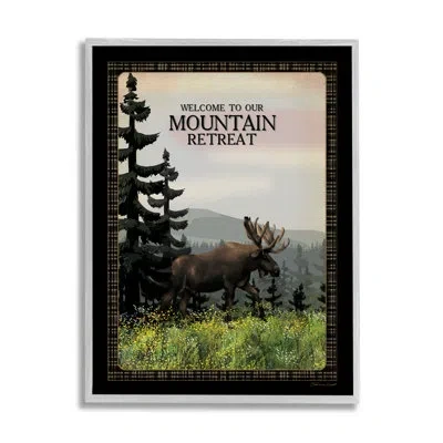 Stupell Industries Welcome Mountain Retreat Quote Moose Wildlife Tree Forest By Stephanie Workman Marrott Floater Frame In Farmhouse Gray Framed Giclee