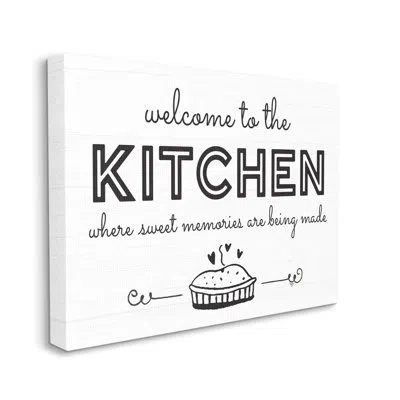 Stupell Industries Welcome To Kitchen Fresh Baked Pie Rustic Phrase - Floater Frame Textual Art On Canvas In Wrapped Canvas