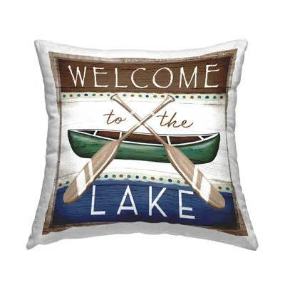 Stupell Industries Welcome To Lake Rustic Canoe Crossed Paddles Printed Throw Pillow Design By Elizabeth Tyndall