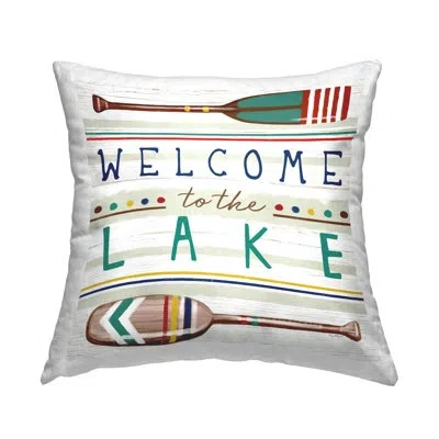 Stupell Industries Welcome To Lake Striped Rustic Boat Oars Printed Throw Pillow Design By Elizabeth Tyndall