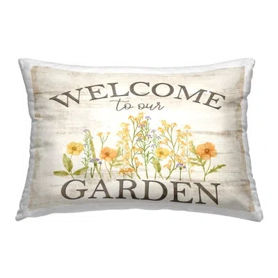 Stupell Industries Welcome To Our Garden Decorative Printed Throw Pillow Design By Kim Allen In Beige