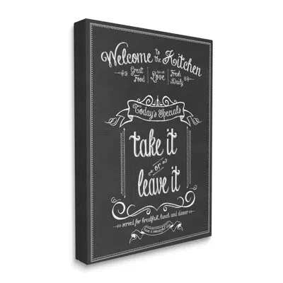 Stupell Industries 'welcome To The Kitchen Chalkboard' - Textual Art Print On Canvas In Wrapped Canvas