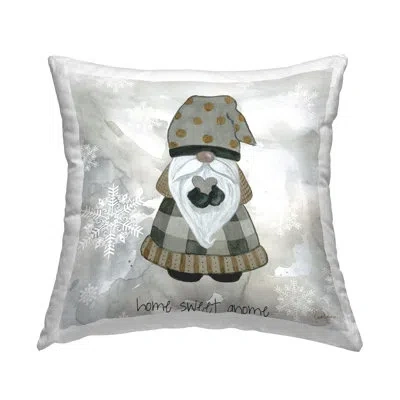 Stupell Industries Welcoming Gnome Heart Seasonal Snowflake Pattern Printed Throw Pillow Design By Livi + Fin