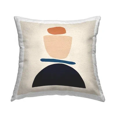 Stupell Industries Western Balanced Abstract Shapes Orange Blue Outdoor Printed Pillow By Victoria Barnes In Black;beige