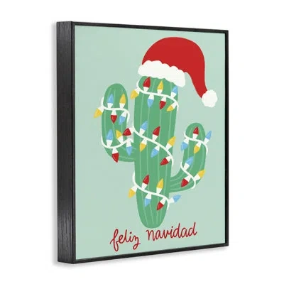 Stupell Industries Western Christmas Cactus Framed Giclee Art, Design By Taylor Shannon Designs In Midnight Black Framed Giclee