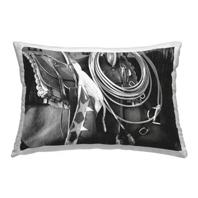 Stupell Industries Western Horse Saddle Outdoor Printed Pillow By Steve Toole In Black;white