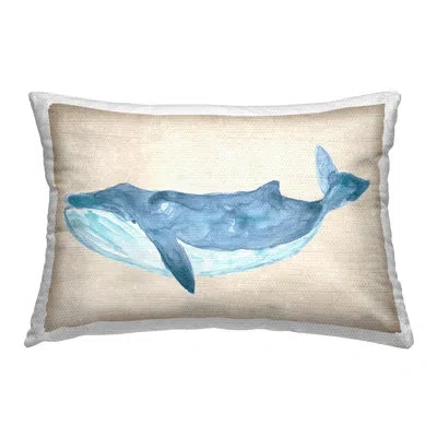 Stupell Industries Whale Facing Left Outdoor Printed Pillow By June Erica Vess In Blue;beige