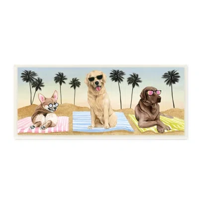 Stupell Industries Whimsical Dogs Sunglasses Beach Towels Palm Treesby Grace Popp In Wrapped Canvas
