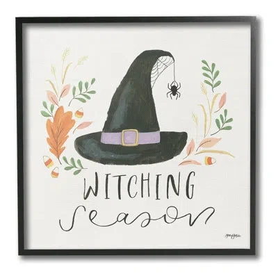 Stupell Industries " Whimsical Witching Season Single Picture Frame " By Jenaya Jackson On Canvas In Midnight Black Framed Giclee