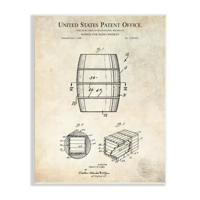 Stupell Industries Whiskey Aging Barrel Liquor Diagram Patent Design In Wall Plaque