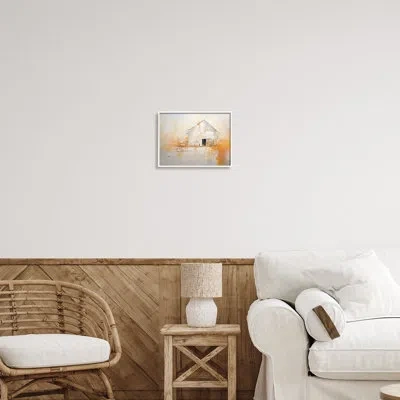 Stupell Industries White Abstract Barn Painting By Ramona Murdock Single Picture Frame Print On Canvas In Coastal White Framed Giclee