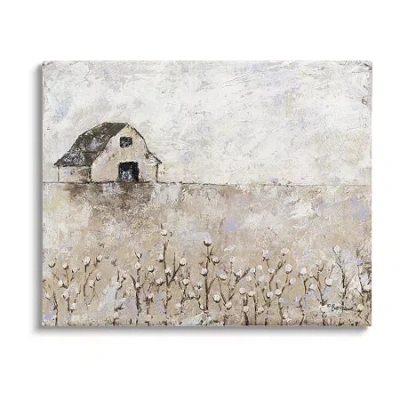 Stupell Industries White Barn Distressed Landscape Canvas Art In Sand