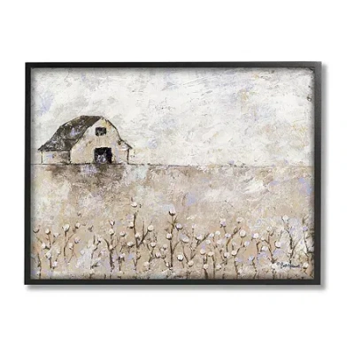 Stupell Industries White Barn Distressed Landscape Framed Print In Sand