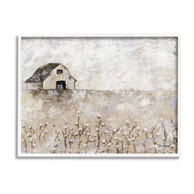 Stupell Industries White Barn Distressed Landscape Framed Print In Sand