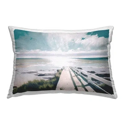 Stupell Industries White Bridge To Shore Outdoor Printed Pillow By Svetlana Aleynikova In Blue