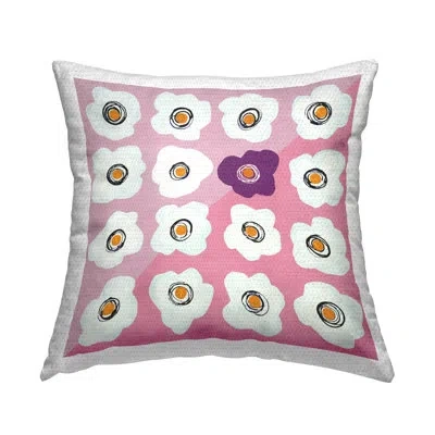 Stupell Industries White Flower Collage Purple Pop Over Triangles Outdoor Printed Pillow By Ruth Fromstein In White;pink;orange