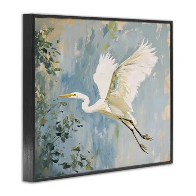Stupell Industries White Heron In Flight Black Framed Giclee Art By Ramona Murdock In Midnight Black Framed Giclee
