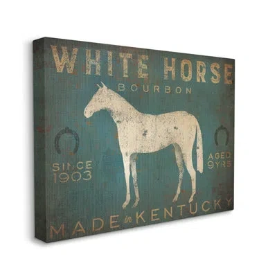 Stupell Industries White Horse Bourbon Vintage Sign By Ryan Fowler - Wrapped Canvas Graphic Art In Green