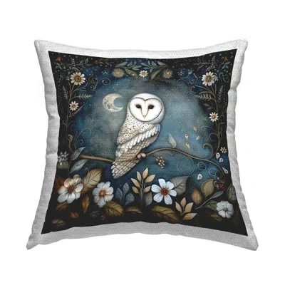 Stupell Industries White Owl Forest Scene Outdoor Printed Pillow By The Dutch Lady In Tan