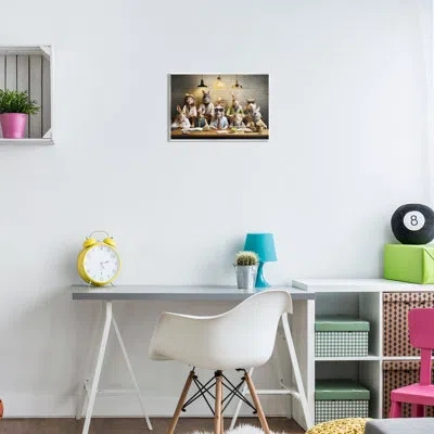 Stupell Industries Wild Animals At Table On Mdf By Lazar Studio Print In Grey