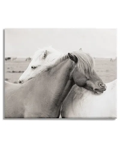 Stupell Industries Wild Country Horses Resting Animal Hug Monochromatic Photograph Stretched Canvas Wall Art In Grey