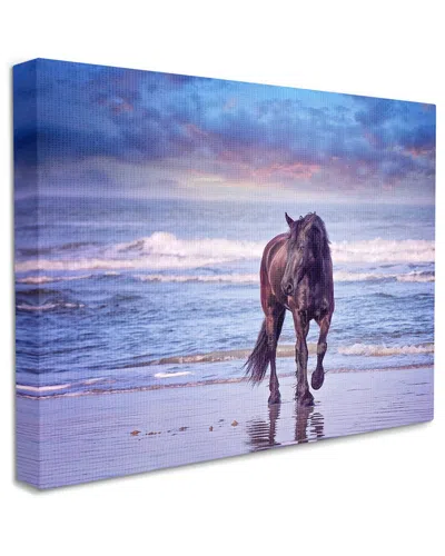 Stupell Industries Wild Horse On Beach Colorful Blue Sunset Stretched Canvas Wall Art By Phburchett In Multicolor