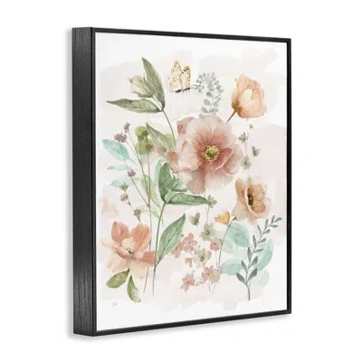 Stupell Industries Wild Pink Spring Blooms Giclee Art, Design By Nan In Midnight Black Framed Giclee