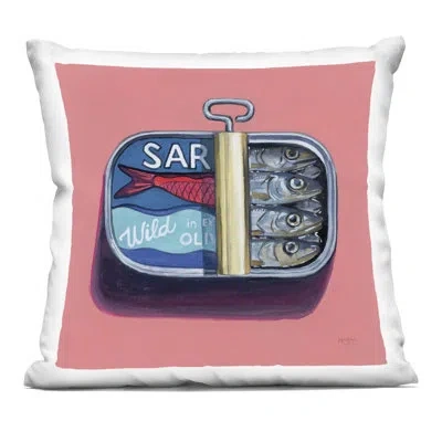 Stupell Industries Wild Sardines On Pink Decorative Printed Throw Pillow, Design By Courtney Prahl, 18 X 7 X 18