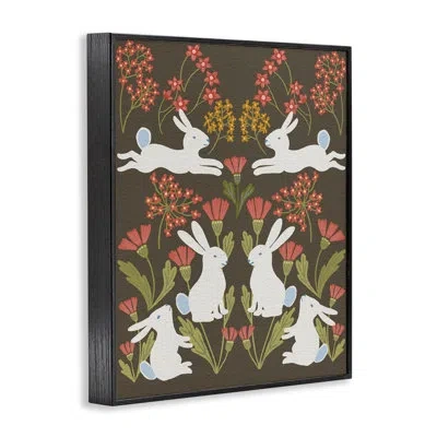 Stupell Industries Wild Spring Blooms & Rabbits Framed Giclee Art, Design By Regina Moore In Midnight Black Framed Giclee