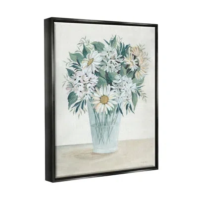 Stupell Industries Wildflower Daisies Floral Bouquet Arrangement Glass Vase By Cindy Jacobs - Floater Frame Painting On In Jet Black Floater Frame
