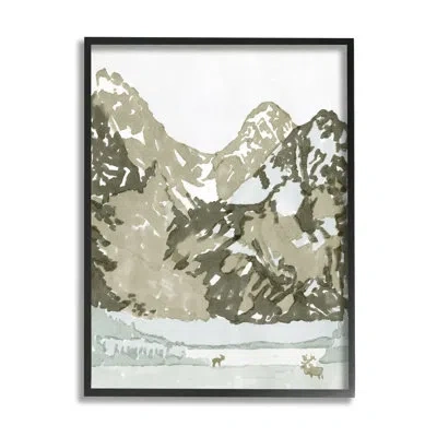 Stupell Industries Wildlife Mountain Peaks Nature By Stellar Design Studio - Painting In Midnight Black Framed Giclee