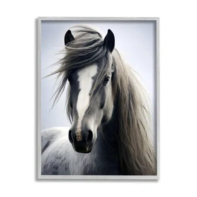 Stupell Industries Windblown Horse Mane By Ray Powers No Frame Print On Wood In Black;white;gray