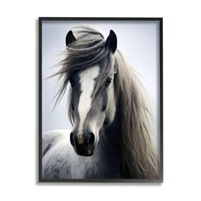 Stupell Industries Windblown Horse Mane By Ray Powers Single Picture Frame Print On Canvas In Midnight Black Framed Giclee