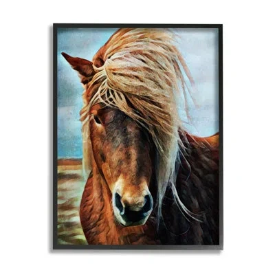 Stupell Industries Windblown Mane Country Horse By Ashley Aldridge - Floater Frame Graphic Art On Wood In Midnight Black Framed Giclee