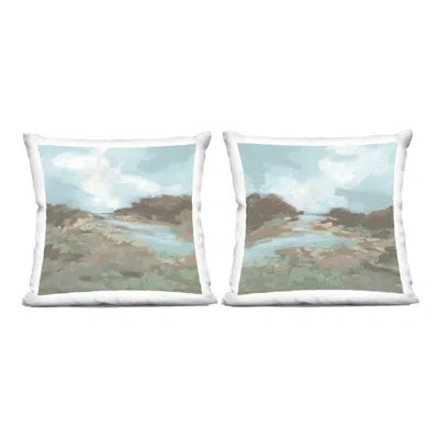 Stupell Industries Winding River Landscape Scene Design By June Erica Vess  Throw Pillow (set Of 2) In Green