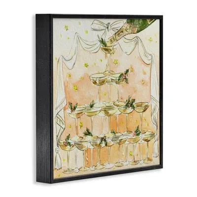 Stupell Industries Winter Champagne Cocktails Tower Framed Giclee Art, Design By Melissa Wang In Midnight Black Framed Giclee
