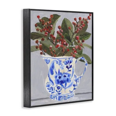 Stupell Industries Winter Heirloom Bouquet Framed Giclee Art, Design By Melissa Wang In Midnight Black Framed Giclee