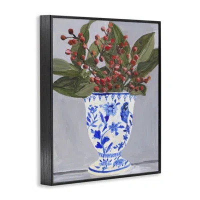 Stupell Industries Winter Heirloom Vase Framed Giclee Art, Design By Melissa Wang In Midnight Black Framed Giclee